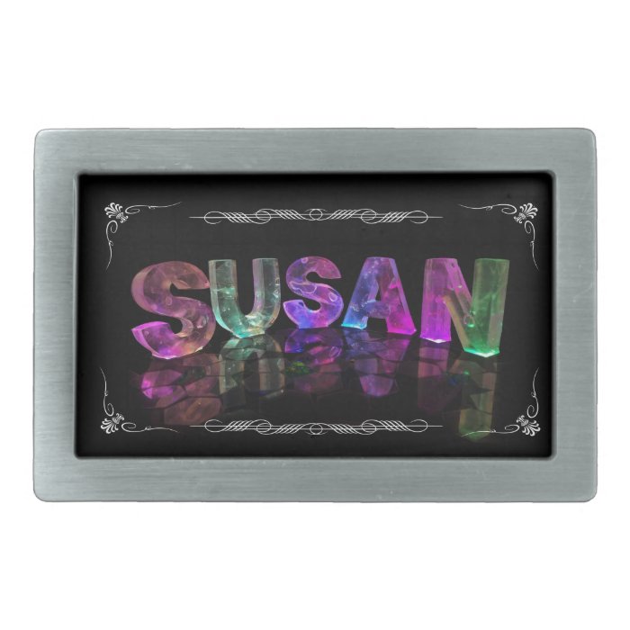 Susan    The Name Susan in 3D Lights (Photograph) Rectangular Belt Buckle