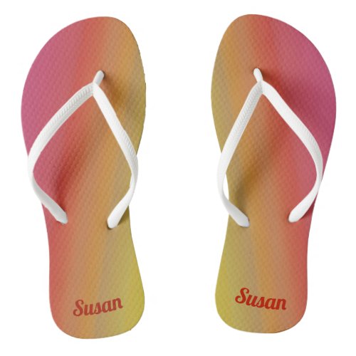SUSAN WOW Orange Yellow Pink Design  Original  Flip Flops