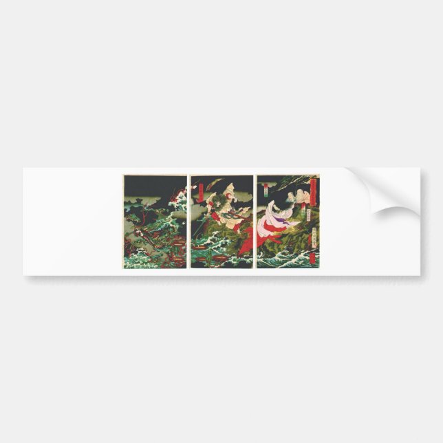 Susano slaying the Yamata-no-Orochi ca. 1870s Bumper Sticker (Front)
