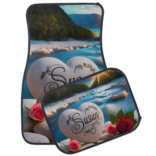 Susans Heart by the River Car Floor Mat