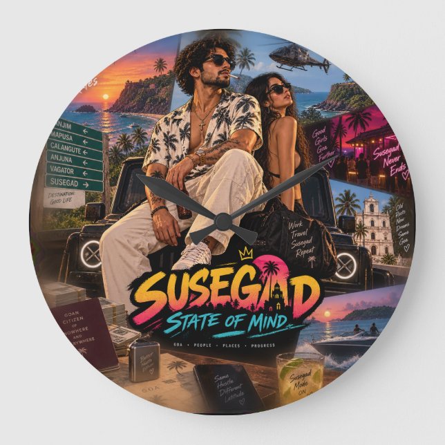 Susegad State of Mind • Goa Boy Forever • Same Sea Large Clock (Front)