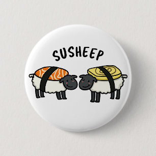 Susheep Funny Sushi Sheep Pun  Button