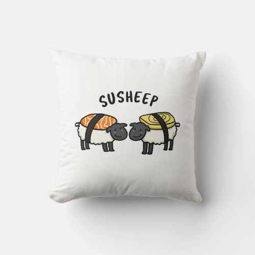 Susheep Funny Sushi Sheep Pun Throw Pillow