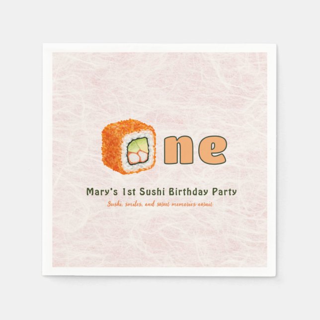Sushi- 1st Birthday Napkins (Front)