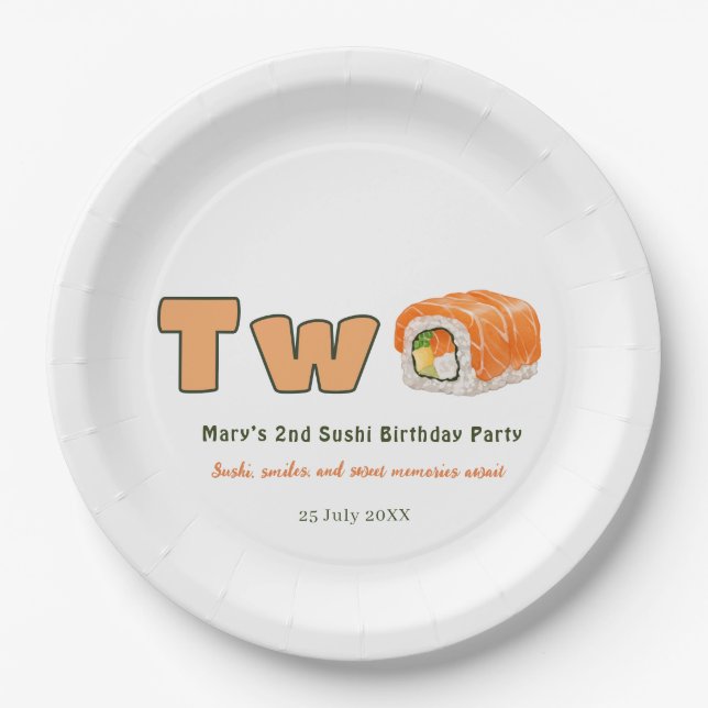  Sushi- 2nd Birthday Paper Plates (Front)