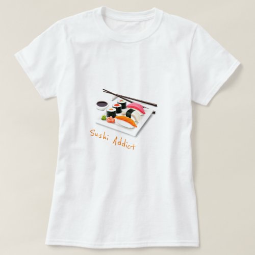 Sushi addict slogan cute Japanese food T_Shirt