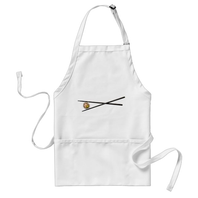 Sushi and Black chopsticks - Customized Adult Apron (Front)