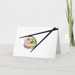 Sushi and Black Chopsticks Invitation