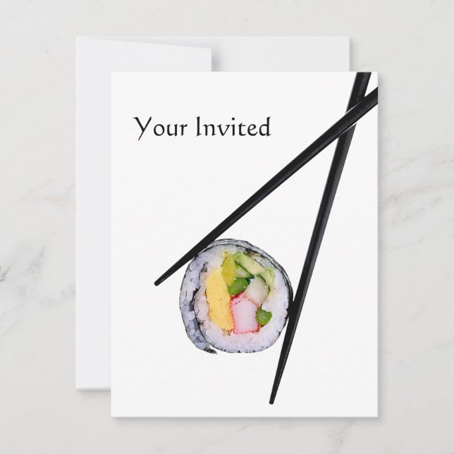 Sushi and black chopsticks  sushi, chopsticks, ric invitation (Front)