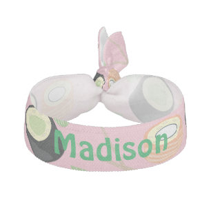 Sushi and Chopsticks Custom Personalized Name Elastic Hair Tie