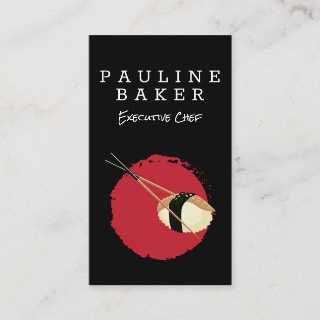 Sushi and Chopsticks Logo Business Card (Front)
