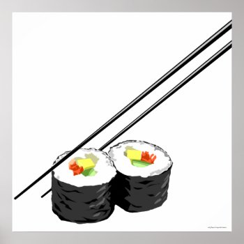 Sushi And Chopsticks Poster by styleuniversal at Zazzle