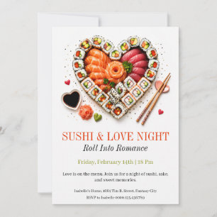 Sushi and Love Night Party - Valentine Sushi Invitation