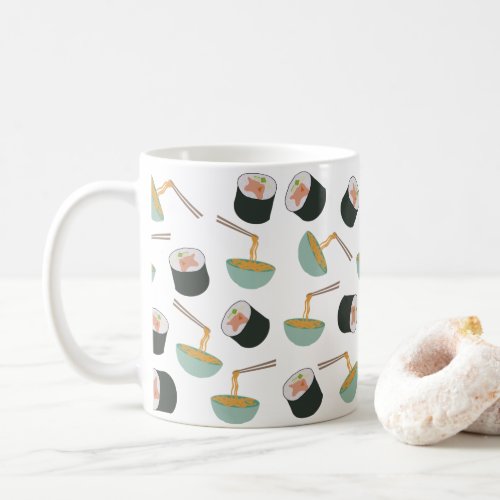 Sushi and Noodles Pattern Coffee Mug