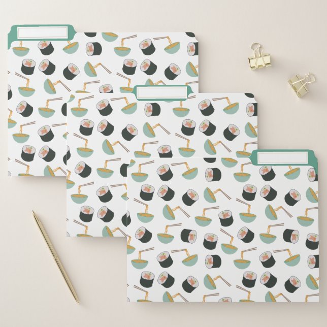 Sushi and Noodles Pattern  File Folder (Set)