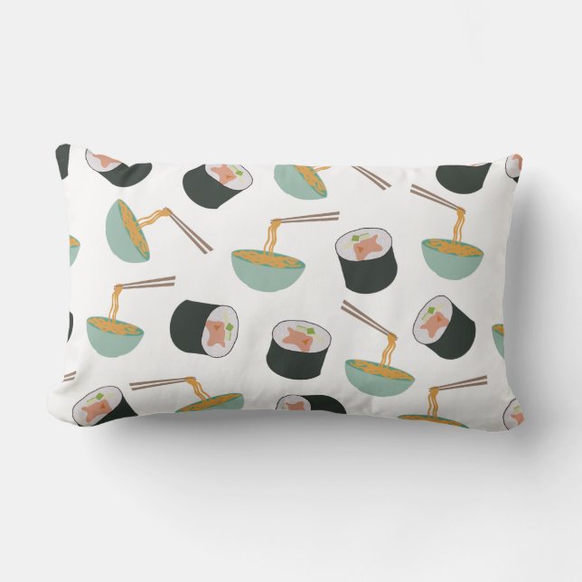 Sushi and Noodles Pattern Lumbar Pillow (Front)