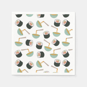 Sushi and Noodles Pattern Napkins