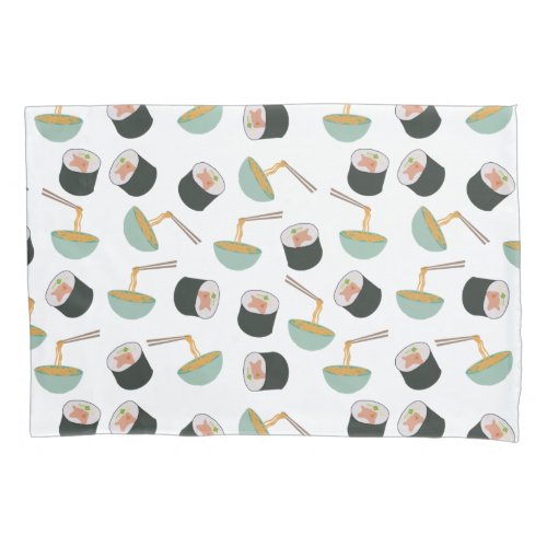 Sushi and Noodles Pattern Pillow Case