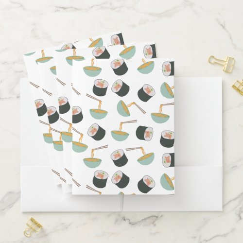 Sushi and Noodles Pattern Pocket Folder
