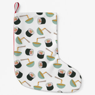 Sushi and Noodles Pattern Small Christmas Stocking
