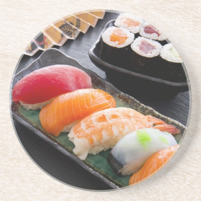 Sushi and rolls sandstone coaster (Front)