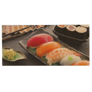 Sushi and rolls wood USB flash drive