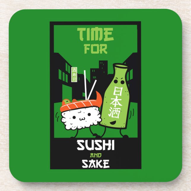Sushi And Sake Foodies  Beverage Coaster (Front)