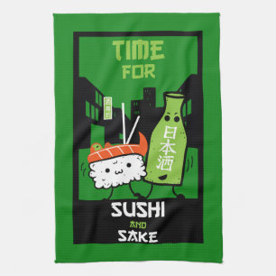 Sushi And Sake Foodies  Kitchen Towel