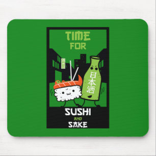 Sushi And Sake Foodies Mouse Pad