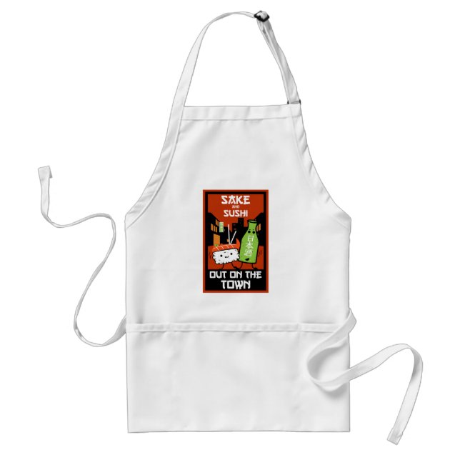 Sushi And Sake Foodies   Napkin Adult Apron (Front)