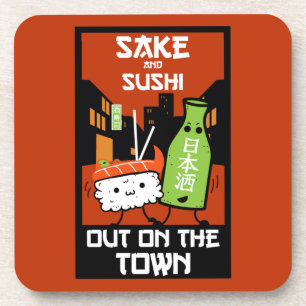Sushi And Sake Foodies Napkin Beverage Coaster
