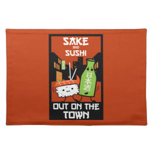 Sushi And Sake Foodies Napkin Cloth Placemat