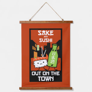 Sushi And Sake Foodies Napkin Hanging Tapestry
