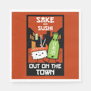 Sushi And Sake Foodies   Napkins