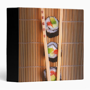 Sushi and wooden chopsticks 3 ring binder