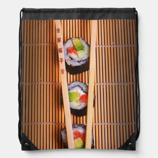 Sushi and wooden chopsticks drawstring bag (Front)