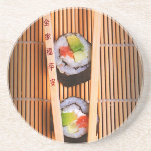 Sushi and wooden chopsticks drink coaster