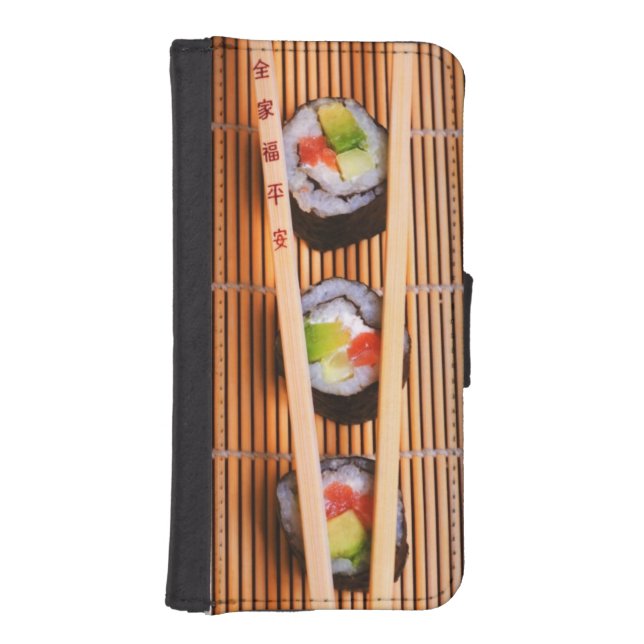 Sushi and wooden chopsticks iPhone wallet case (Front)