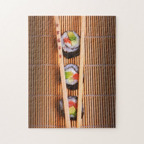 Sushi and wooden chopsticks jigsaw puzzle