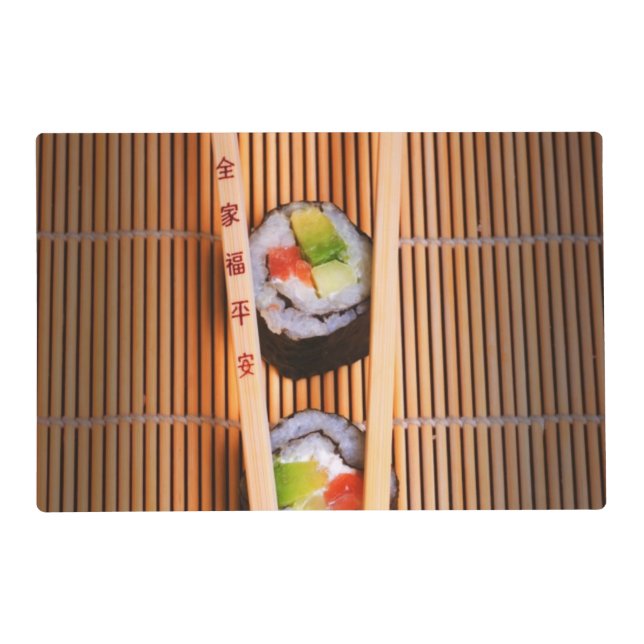 Sushi and wooden chopsticks placemat (Front)