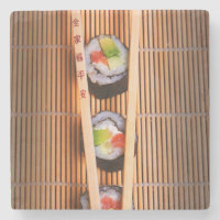 Sushi and wooden chopsticks