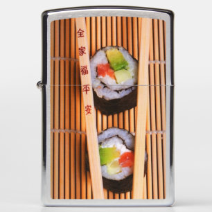Sushi and wooden chopsticks zippo lighter