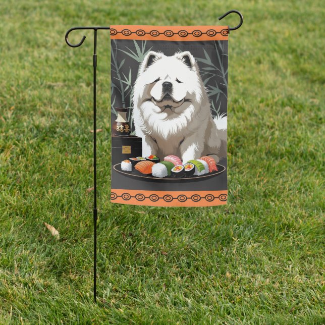 SUSHI ANYONE Cream Chow Garden Flag (In SItu)