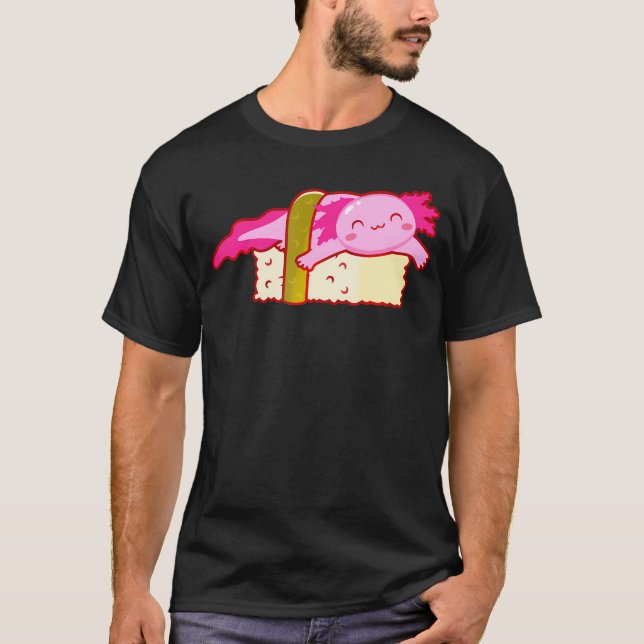 Sushi Axolotl Kawaii Anime Cute Pink Axolotl Japan T-Shirt (Front)