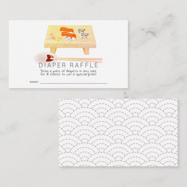 Sushi Baby Shower Diaper Raffle Ticket Enclosure Card (Front/Back)