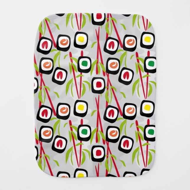 Sushi background baby burp cloth (Front)