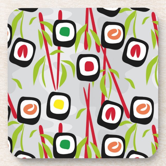 Sushi background beverage coaster (Front)