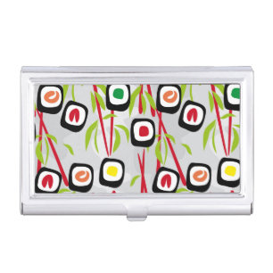 Sushi background business card case