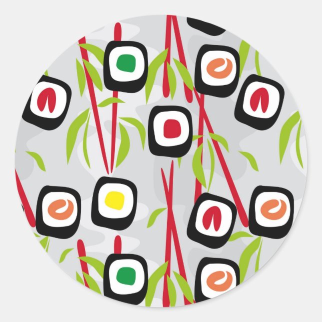 Sushi background classic round sticker (Front)