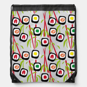 Sushi background drawstring bag